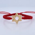 Pulsera Tejida Roja Estrella David 1.1gr / Oro Amarillo 18K $