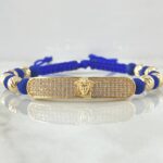 Pulsera Azul Rey Herraje Placa Rectangular Medusa 8.1gr / Oro Amarillo 18K *