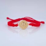 Pulsera Tejida Roja Carita Feliz 1.35gr / Oro 18K $