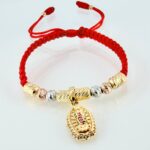 Pulsera Roja Dije Virgen Guadalupe 4.05gr / 4mm-3mm Tres Oros 18K *