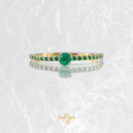 Anillo Solitario Linea Tupida 1.5gr / T10 / Esmeraldas 35pts Oro Amarillo 18K (Joya) ©